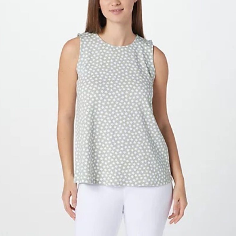 Denim & Co. Printed Jersey Round-Neck Swing Tank